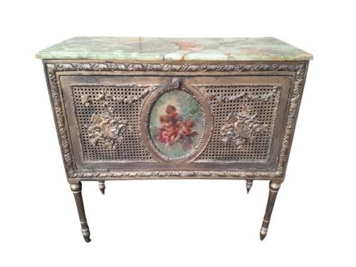 A 20th Century French Style Gilded Rattan Cabinet On Stand