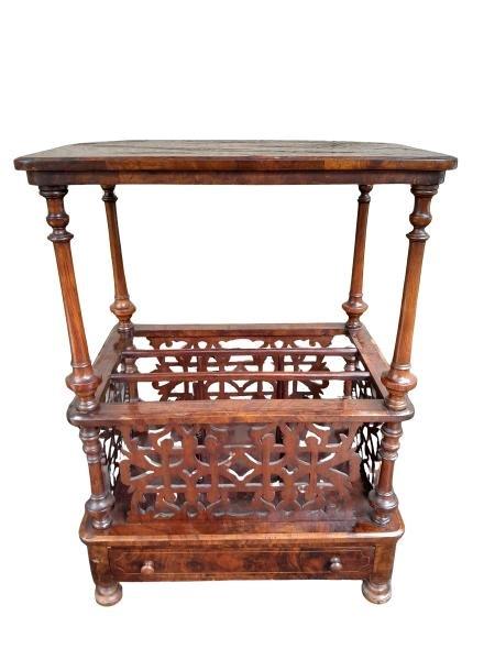 An Antique Circa 1870  Rosewood Canterbury/Drinks Stand With Drawer