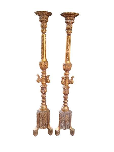 A 20th Century Pair Of Baroque-Style Gilt Painted Torcheres