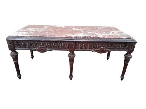 A 20th Century French Louis XV-Style Carved Coffee Table With Marble Top