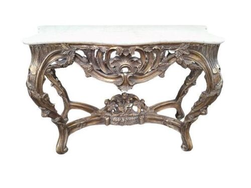 A 20th Century Rococo-Style Giltwood  Console Table With Cream Marble