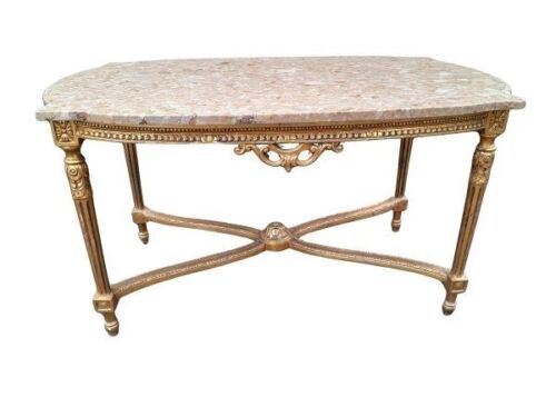 A 20th Century French Louis XVI Style  Gilt Wood Coffee Table With Stone Top