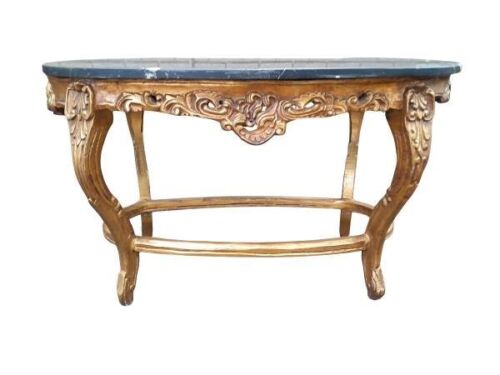A 20th Century Baroque Style Orrnately Carved And Gilded Wooden Coffee Table With Marble Top ND