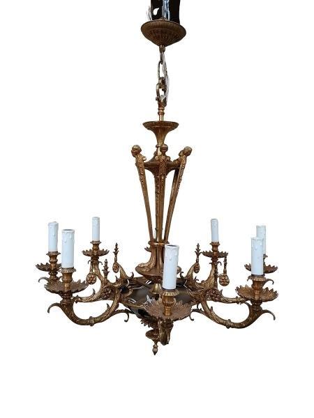 A 20th Century French Style Gilt Brass Chandelier