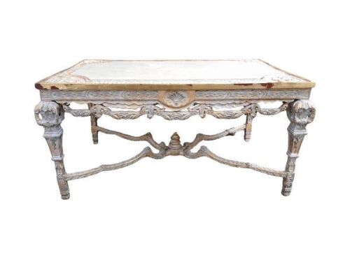 20th Century French Style Ornately Carved Gilt Wood Entrance/Console/ Table With Marble Top