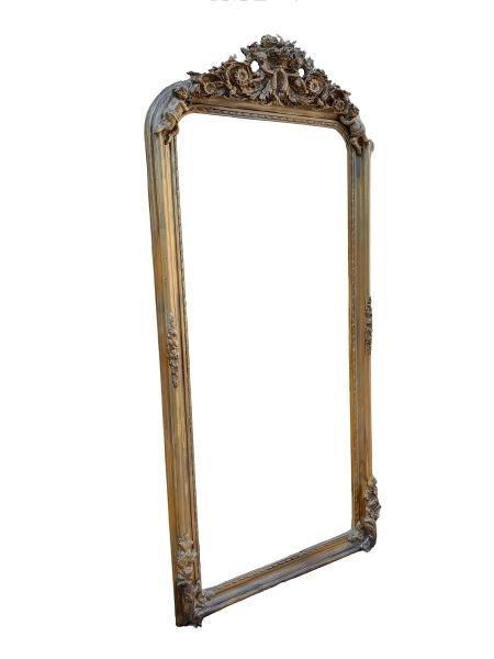 A French Rococo Style Ornately Carved & Gilded Bevelled Mirror With Cherubs