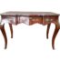 A 20th Century French Louis Xv Style Marquetry And Serpentine Front Plat Writing Desk On Cabriole Legs