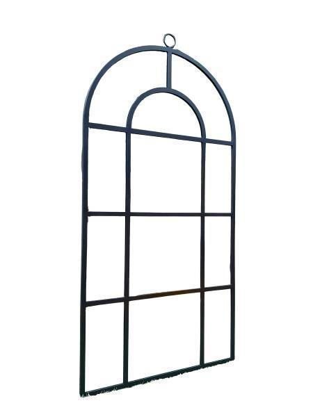 A Wrought Iron Painted Mirror With Windowpane Detail (Black Finish)