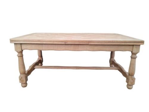 A French 20th Century Oak And Parquet Drawer-Leaf Dining Table / Entrance Table /  Refectory Table
