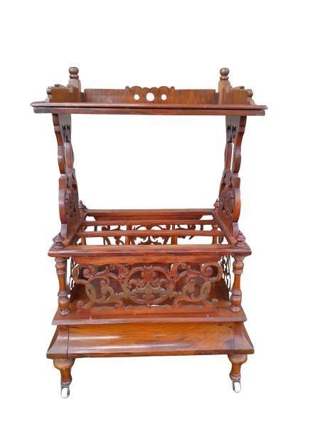 A 19th/Early 20th Century Victorian Burr Walnut Canterbury With Drawer On Original Castors