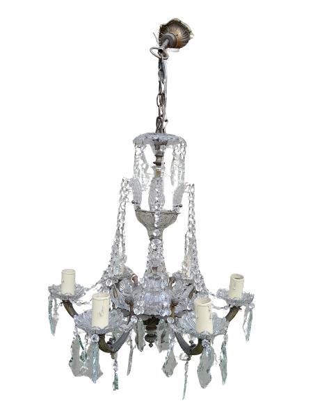 A 20th Century Gilt Metal And Crystal Chandelier