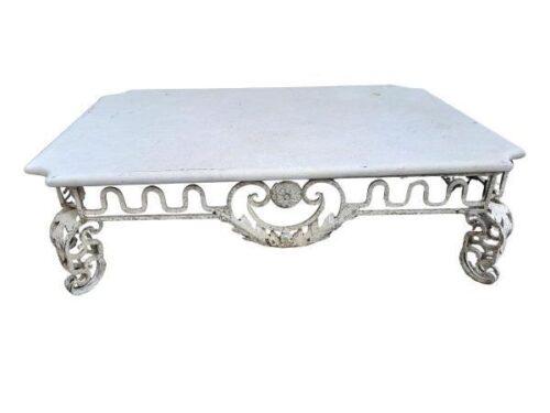 A 20TH Century Wrought Iron  Coffee Table With Marble Top