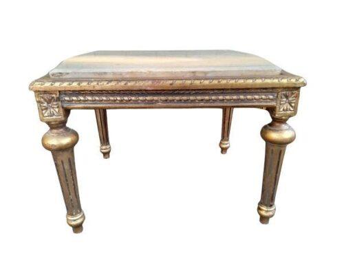 A French Style Hand Carved Giltwood Table With Marble Top