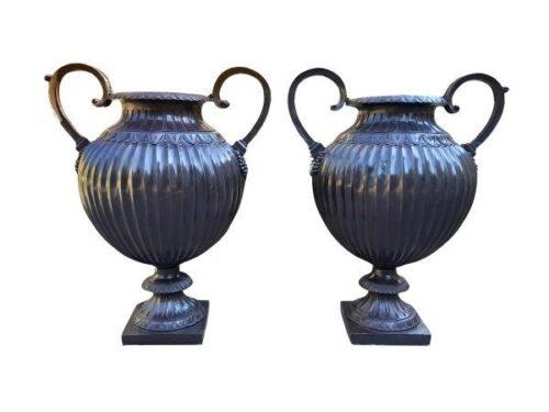 A Rare French Style Pair Of Massive And Solid Bronze Urns Of Large Proportion ND