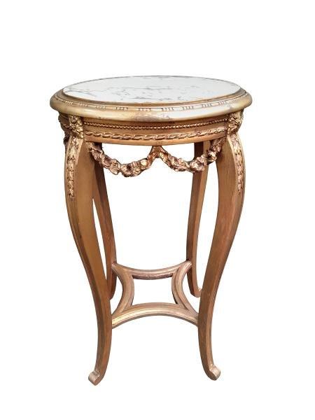 A French Style Gilded With Marble Top Table