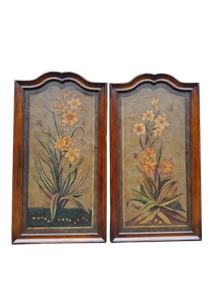 A Rare Pair Of 20th Century Flower Study Panels