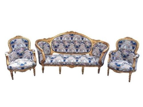 A 20th Century French Louis XVI Style Settee And Matching Armchairs Settee