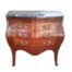 A 20th Century French Louis XV Style Mahogany And Walnut Bombe Chest Of Drawers / Commode With Gilt Metal Mounts And Marble Top