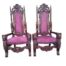 A Rare Pair Of Ornately Carved Renaissance Revival Mahogany Throne / King Chairs