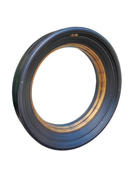 A Regency Style Convex Mirror In Black And Gold Frame