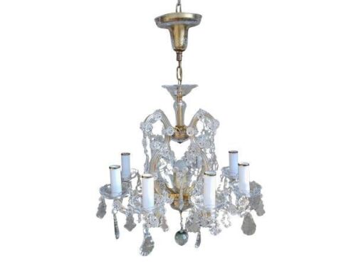 A French Style Gilt Brass And Crystal Chandelier With Ceiling Rose