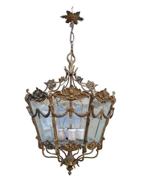 A 20th Century French Style Rare And Ornate Gilt Metal Lantern
