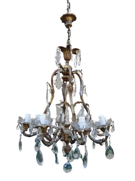 A 20th Century French Maria Theresa Style Gilt Metal And Crystal Chandelier