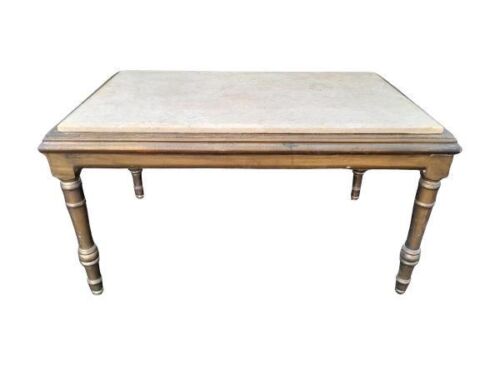 A French Style Carved Giltwood Coffee Table With Cream Marble Top