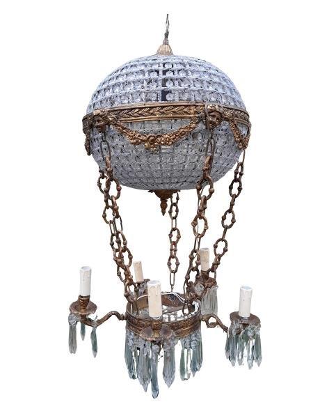A French Style Balloon Shape Chandelier With Arms And Crystals