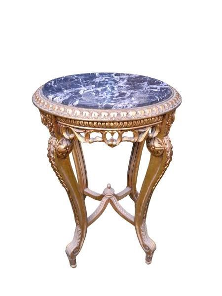 A French Style Carved Giltwood Table With Marble Top