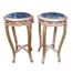 A Pair Of French Style Ornately Carved Giltwood Side Tables With Marble Tops