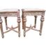 A Pair Of French Style Ornately Carved Giltwood Side Tables With Cream Marble Tops