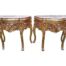 A Pair Of French Style Ornately Carved Giltwood Bedside / Pedestals  / Tables With Marble Tops
