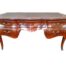 A French Louis XV Style Marquetry Serpentine Plat Desk / Table With Leather Top And Ormolu Mounts