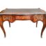 A French Walnut Louis XV Style Bureau Plat Desk With Marquetry Inlay & Leather Top And Ormolu Mounts