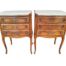 A 20th Century Pair Of French Walnut Pedestals With Cream Marble Tops