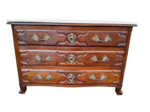 An 18th Century French Walnut Provencal  Chest of Drawers / Commode with Original Ormolu Handles