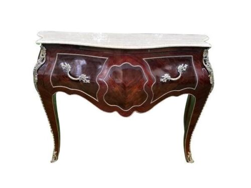 A French Louis XV Style Walnut Bombe Chest / Server With A Drawer And Gilt Metal Mounts / Ormolu And Marble Top