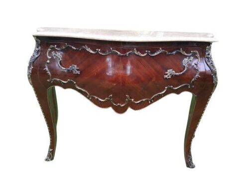 A French Louis XV Style Walnut Bombe Chest / Server With Drawer And  Gilt Metal Mounts / Ormolu And Marble Top