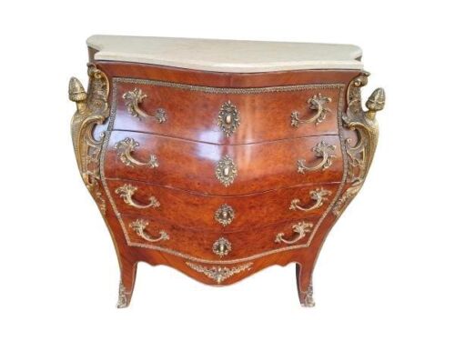 A French Louis XV Style Walnut Bombe Chest / Serve With Drawers