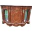 A French Louis XV Style Walnut & Mahogany Marquetry Inlaid Credenza / Display Cabinet With Gilt Metal Mounts / Ormolu And Marble Top