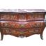 A French Louis XV Style Walnut & Marquetry Inlaid Bombe Chest Of Drawers With Gilt Metal Mounts / Ormolu And Marble Top