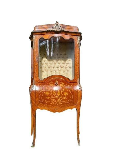A French Louis XVI Style Kingswood & Walnut Display Cabinet  /  Vitrine With Gilt Mounts / Ormolu