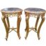 A Pair Of French Style Ornately Carved Giltwood Tables With Marble Tops