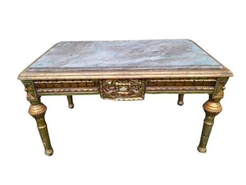 A 20th Century French Style Carved Giltwood  Coffee Table With A Marble Top