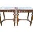 A Pair Of French Style Ornately Carved Giltwood Tables With Marble Tops