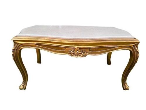 A French Style Carved Giltwood Coffee Table With A Marble Top