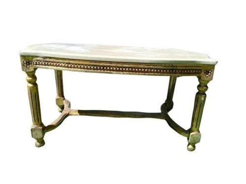 A French Style Carved Giltwood Coffee Table With Marble Top