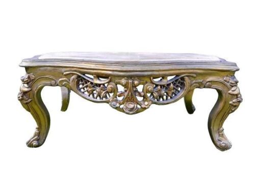 A French Style Carved Giltwood Coffee Table With A Marble Top