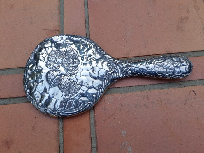 Hand Held mirror with Silver Angels (scratch on mirror) - Image 5